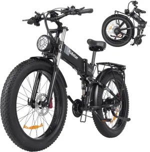 𝐅𝐨𝐥𝐝𝐢𝐧𝐠 𝐄𝐥𝐞𝐜𝐭𝐫𝐢𝐜 𝐁𝐢𝐤𝐞 𝐟𝐨𝐫 𝐀𝐝𝐮𝐥𝐭𝐬 - 1000/1500W, 30/37MPH Ebike with 48V 15/20AH - 20"/26" 50/75 Miles - 7-Speed Gears - Beach Mountain Snow Electric Bicycle UL Certified