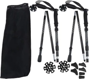 1 Pair of 5-Section Folding Damping Alpenstock with Inner Lock Telescopic Hiking Walking Sticks