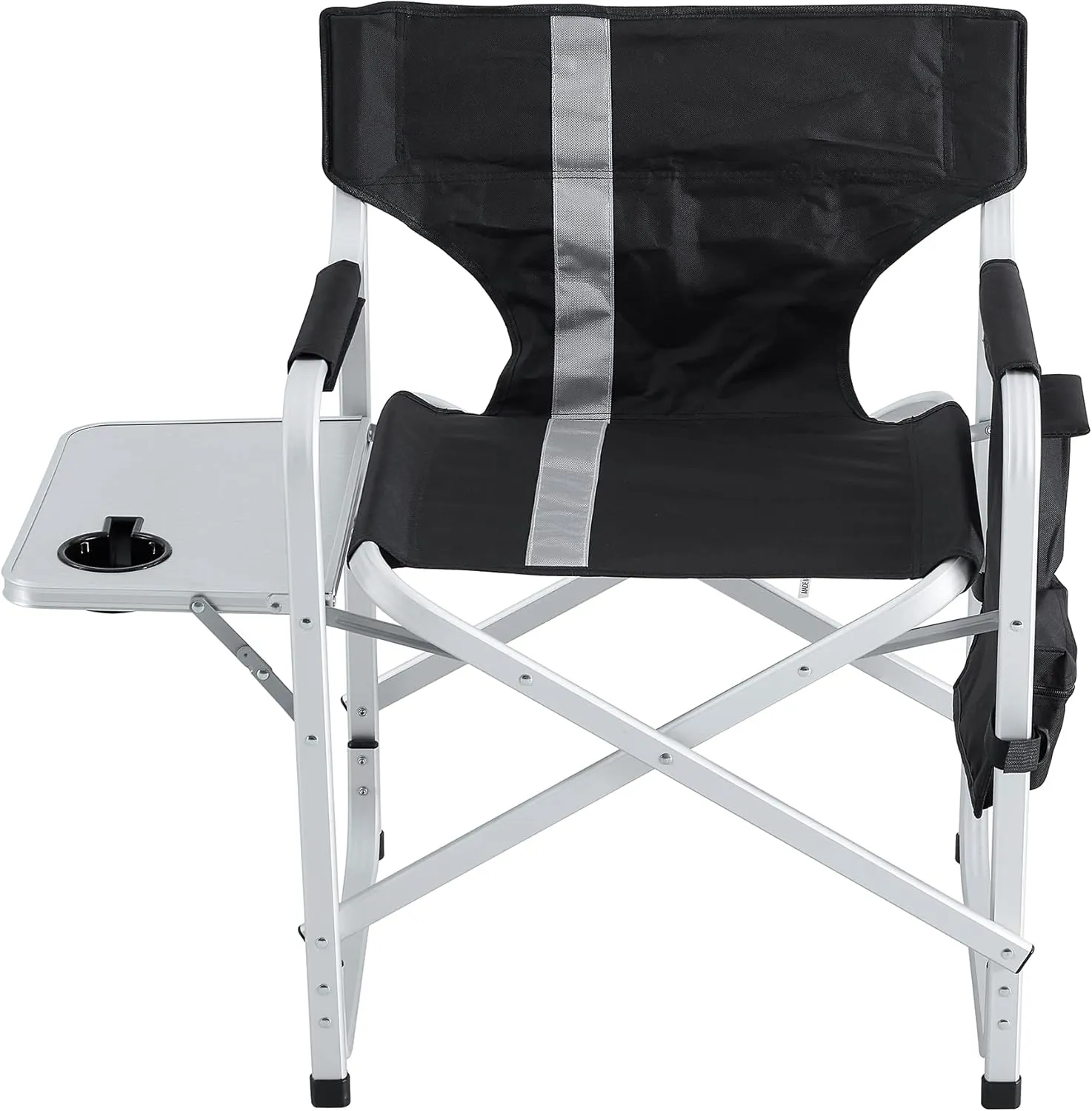 1-Piece Padded Folding Outdoor Chair with Side Table and Storage Pockets,Lightweight Oversized Directors Chair for Indoor, Outdoor Camping, Picnics and Fishing,Black/Grey