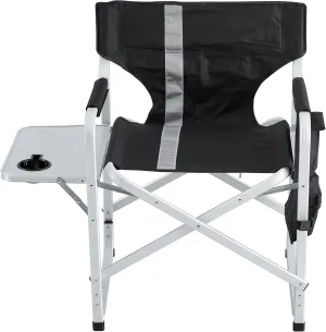 1-Piece Padded Folding Outdoor Chair with Side Table and Storage Pockets,Lightweight Oversized Directors Chair for Indoor, Outdoor Camping, Picnics and Fishing,Black/Grey