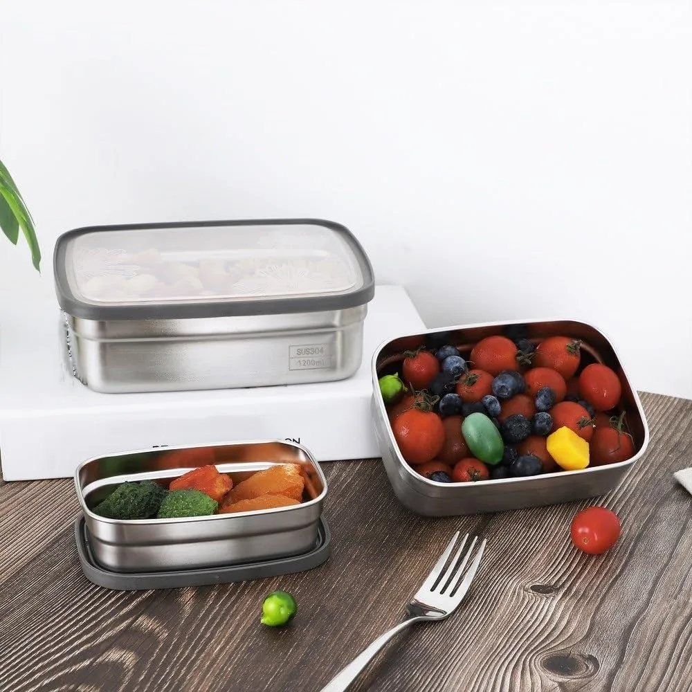 1 Piece Stainless Steel Lunch Box 1200ml, Large Capacity Sealed Storage Box Suitable For Home Or Outdoor Camping