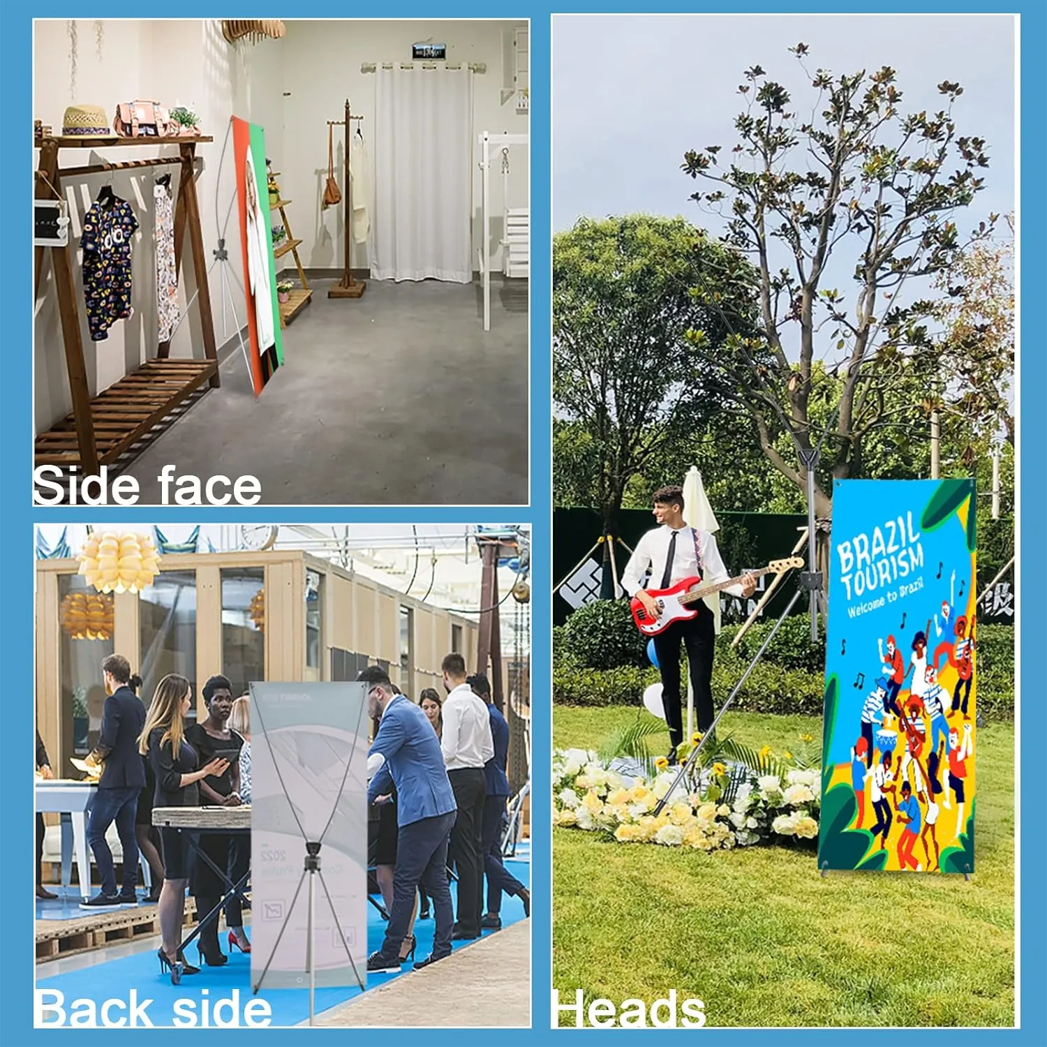 10 Pack X Frame Banner Stand Fits Any Banner Adjustable Size 23"X63" to 32"X78" with Portable Retractable Carrying Bag, Customize Banner Stand for Trade, Show Exhibition Market and Store Display