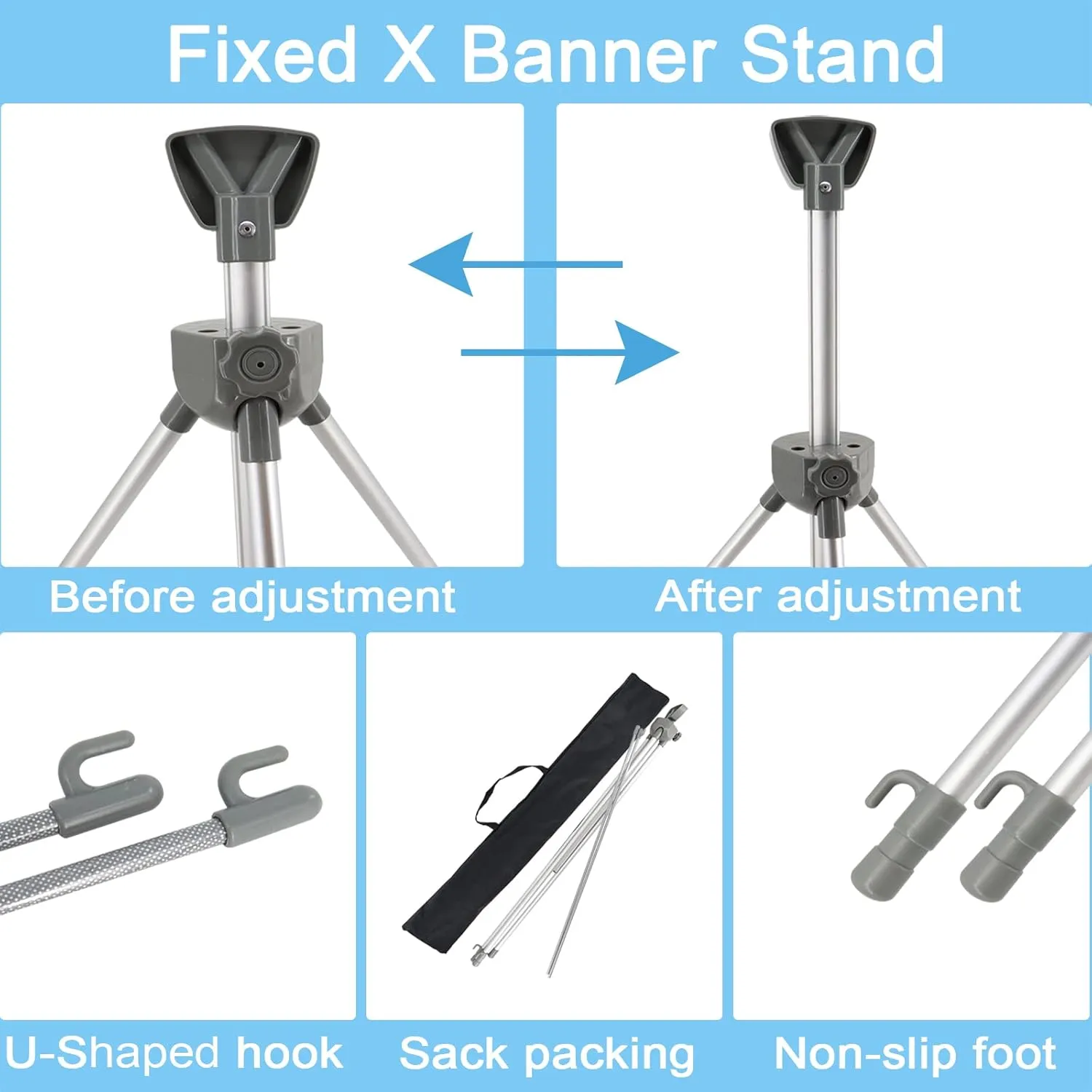 10 Pack X Frame Banner Stand Fits Any Banner Adjustable Size 23"X63" to 32"X78" with Portable Retractable Carrying Bag, Customize Banner Stand for Trade, Show Exhibition Market and Store Display