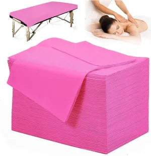 100 PCS Disposable Massage Table Sheets Spa Bed Covers 71"x31" -Non Woven Fabric Waterproof Protector for Waxing, Tattoo, Beauty Salon,Facial, Esthetician Table Bed (Pink)