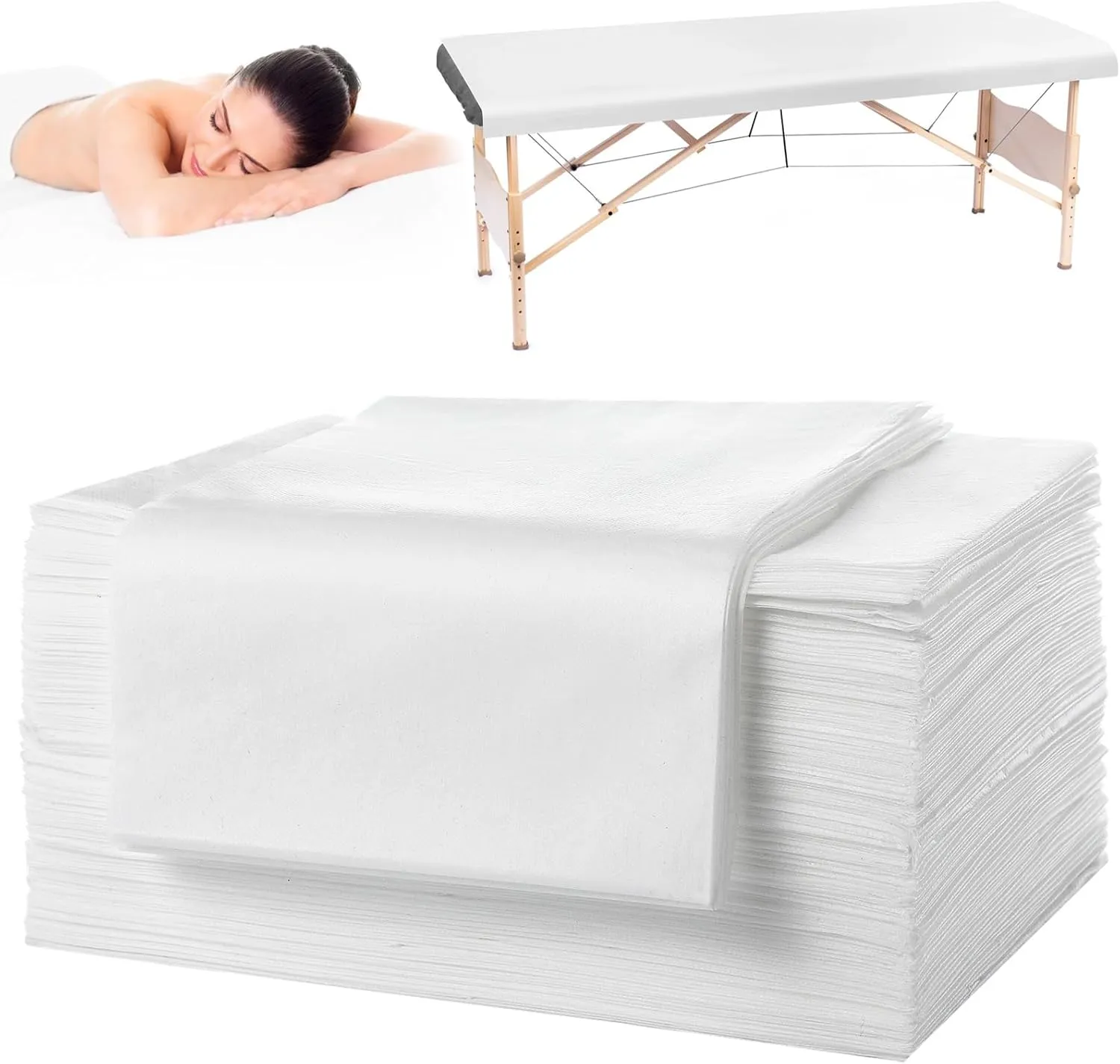 100PCS Disposable Massage Table Sheets, 71” x 31.5” Disposable Massage Bed Covers, Breathable Non-Woven Fabric Tattoo Bed Sheets, Single Use Hygiene Sheet for SPA Centers, Beauty Salons, Hotels