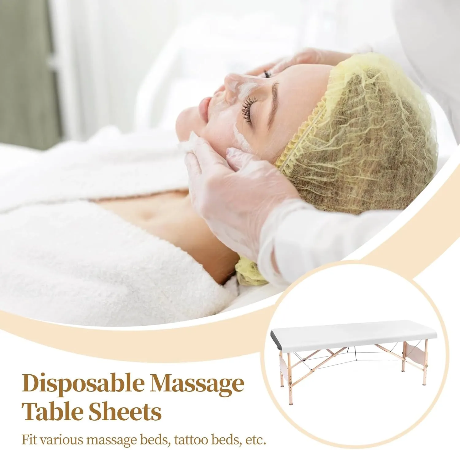 100PCS Disposable Massage Table Sheets, 71” x 31.5” Disposable Massage Bed Covers, Breathable Non-Woven Fabric Tattoo Bed Sheets, Single Use Hygiene Sheet for SPA Centers, Beauty Salons, Hotels