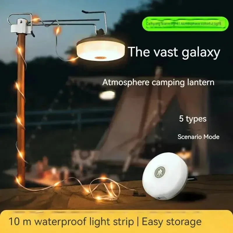 10m LED Camping Light Strip Waterproof Recyclable Outdoor Tent & Garden Room Decoration Lamp