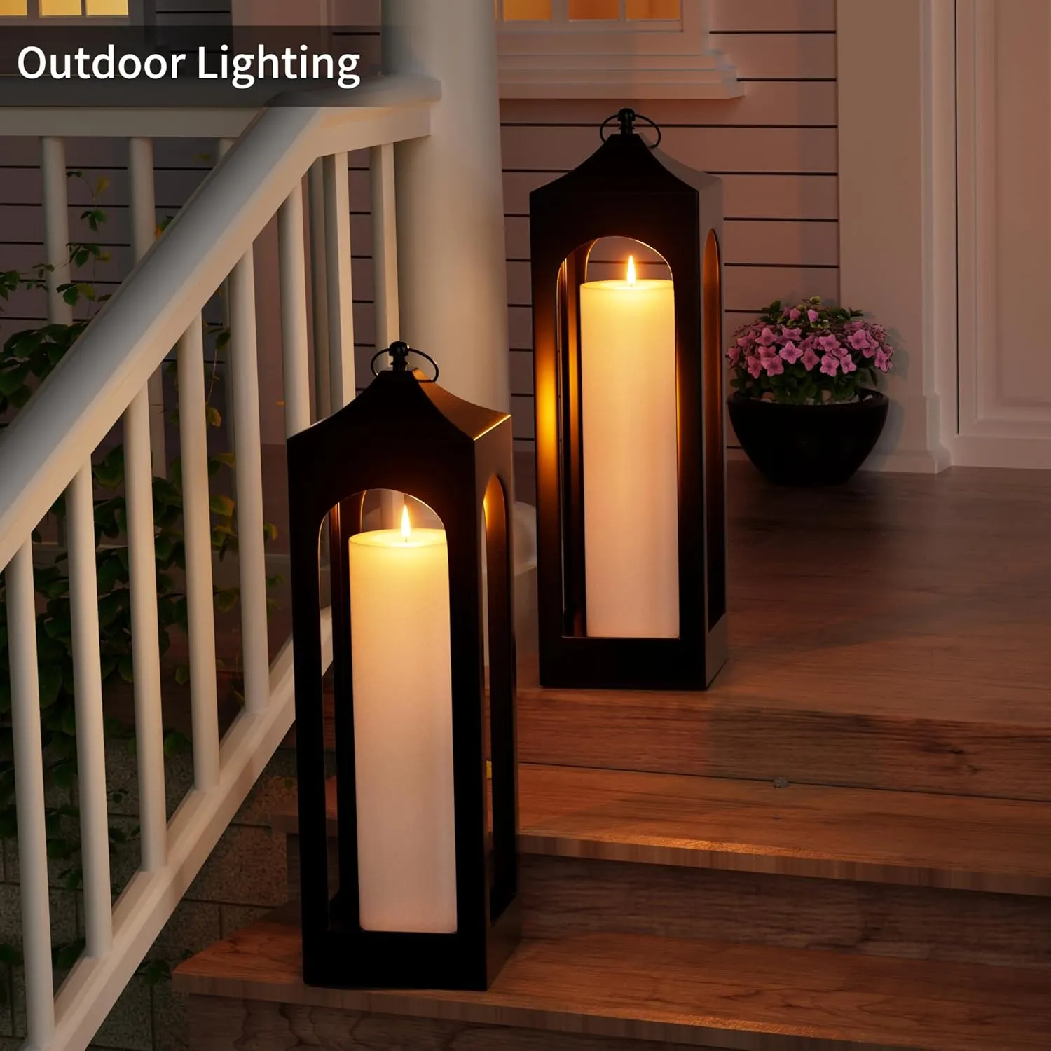 14" x 4" Large Outdoor Candle with Timer Waterproof Flickering LED Flameless Candle Battery Operated with Remote Fake Pillar Candle Realistic for Patio Porch Lantern, White 1 Pack