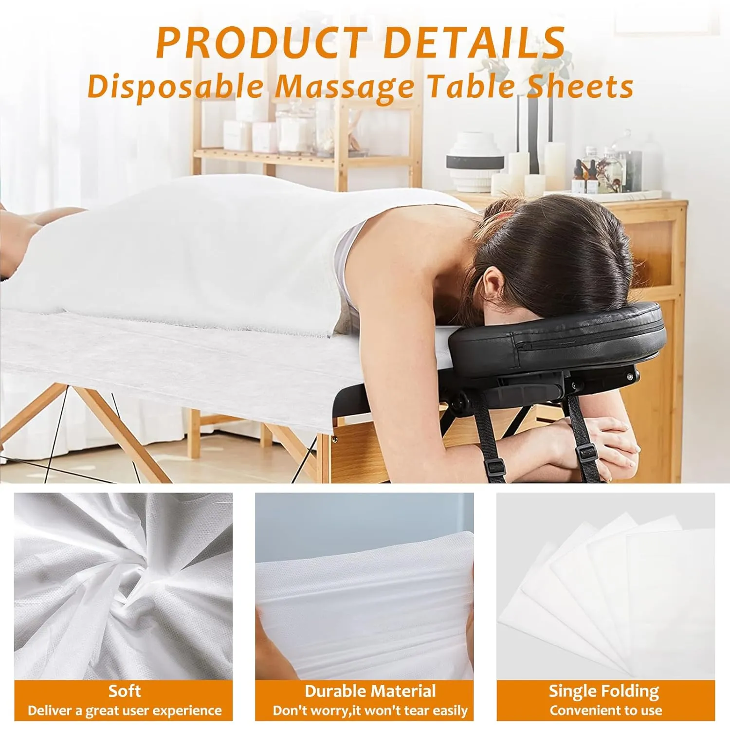 150 Count Disposable Massage Table Sheets, Disposable Bed Sheets fot Massage Table, Disposable Bed Covers for Lash Bed, Tattoo, Spa, Esthetician, 31 * 71 inches (White)