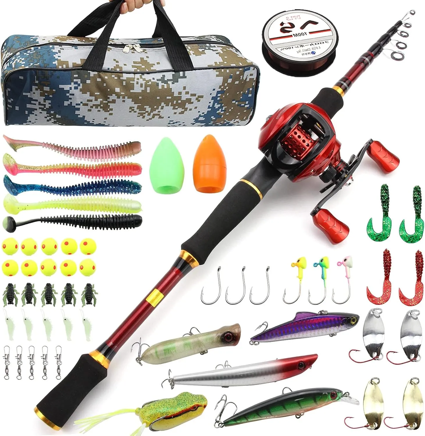 1.8M-2.7M Foldable Trout Rod Reel Bait Complete Fishing Device, high Carbon Bait Casting Rod and Casting Reel Set, Folding Fishing Rod Set with Fishing Tackle Bag, Stick roll Combo ZYHYD