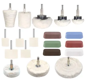 19 Pcs Buffing Wheel for Drill,Buffing Pad Polishing Wheel Kits with 6 Pcs Polishing Compound and 5 Pcs Felt Polishing Wheel,for Aluminum, Stainless Steel, Chrome,Metal,Glass,Car Detailing