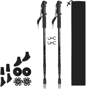 1Pair Lightweight Aluminum Trekking Hiking Poles Walking Sticks Adjustable   Tip