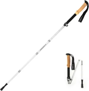 1pc Carbon Fiber Trekking Poles – Collapsible and Telescopic Walking Sticks with Natural Cork Handle and Extended EVA Grips, Ultralight Strong Hiking Poles for Backpacking Camping