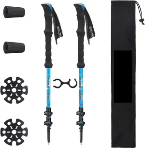 2 Pack Carbon Fiber Trekking Poles – Collapsible and Telescopic Walking Sticks with Natural Cork Handle and Extended EVA Grips, Ultralight Hiking Poles for Backpacking,Camping (B)