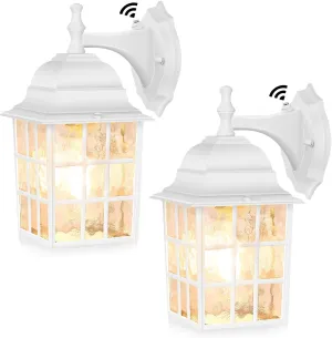 2-Pack Dusk to Dawn Outdoor Wall Light, Waterproof Exterior Wall Lantern Lighting Fixtures with Photocell Sensor, White Outside Sconce with E26 Socket, Anti-Rust Wall Mount for Porch House Garage