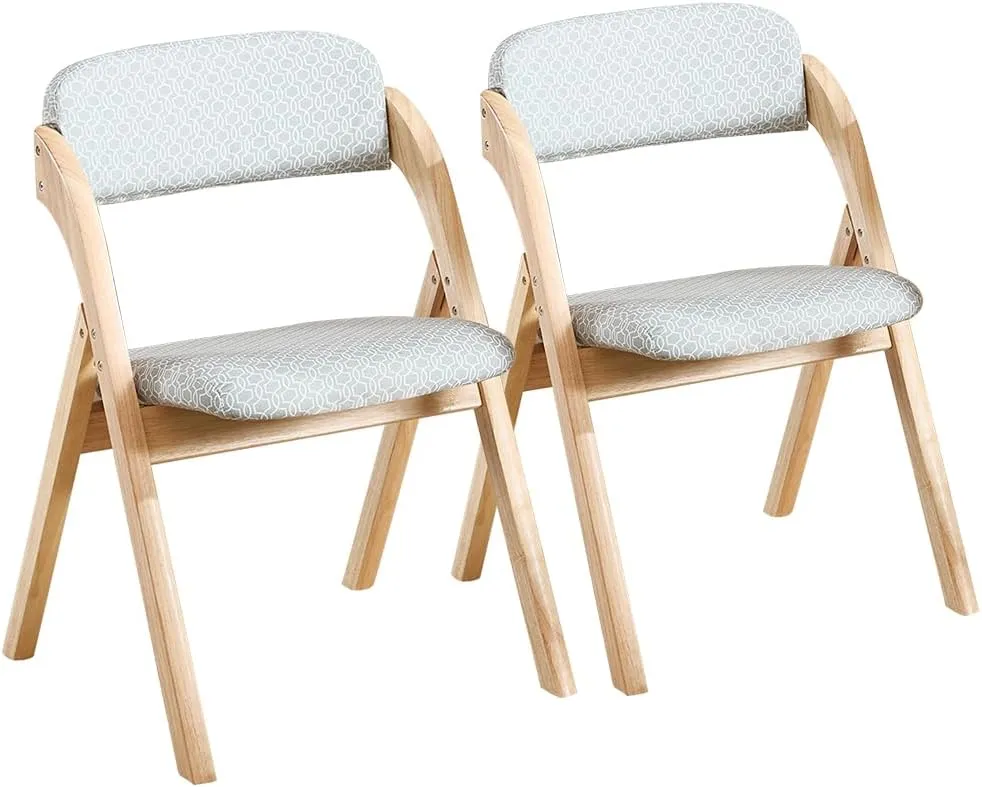 2 Pack Folding Chairs with Cushion, Raw Wooden Padded Folding Chairs Portable Foldable Dining Chairs Indoor Outdoor for Kitchen Dining Room,Wedding Party, Picnic Green