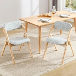 2 Pack Folding Chairs with Cushion, Raw Wooden Padded Folding Chairs Portable Foldable Dining Chairs Indoor Outdoor for Kitchen Dining Room,Wedding Party, Picnic Green