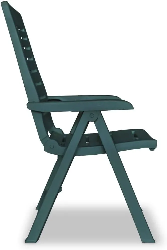 2-Pack Green Plastic Reclining Patio Chairs, 4-Position Foldable Outdoor Lounge Chairs with Weather-Resistant Design for Poolside, Camping, Beach and Backyard Relaxation