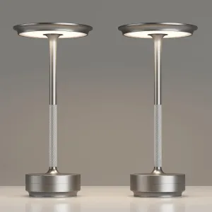 2 Pack Rechargeable Cordless Table Lamps, Portable 5000mAh Battery Table Light, 3 Color Stepless Dimming LED Table Light with Memory Function, for Outdoor/Dinner/Patio/Restaurant.(Silver)