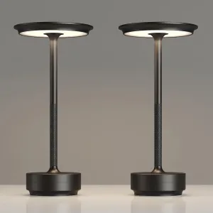 2 Pack Rechargeable Table Lamps Cordless, Portable 5000mAh Outdoor Table Light, 3 Color Stepless Dimming LED Table Lamp with Memory Function, for Home/Dinner/Patio/Restaurant.(Black)
