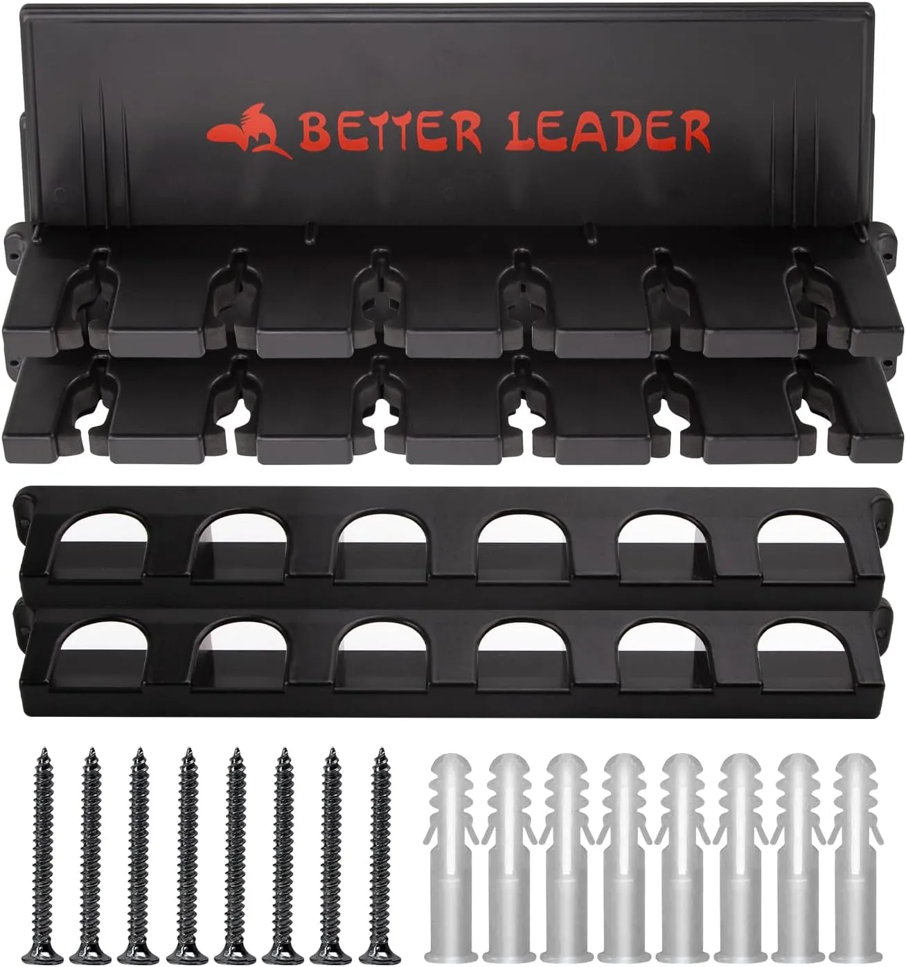 2 Pack Vertical Fishing Rod Holder for Garage, BETTER LEADER Fishing Pole Holders- Holds Up to 12 Rods or Combos, Wall Mount Fishing Pole Rack, Fits Most Rods of Diameter 3-19mm, Fishing Gifts for Men