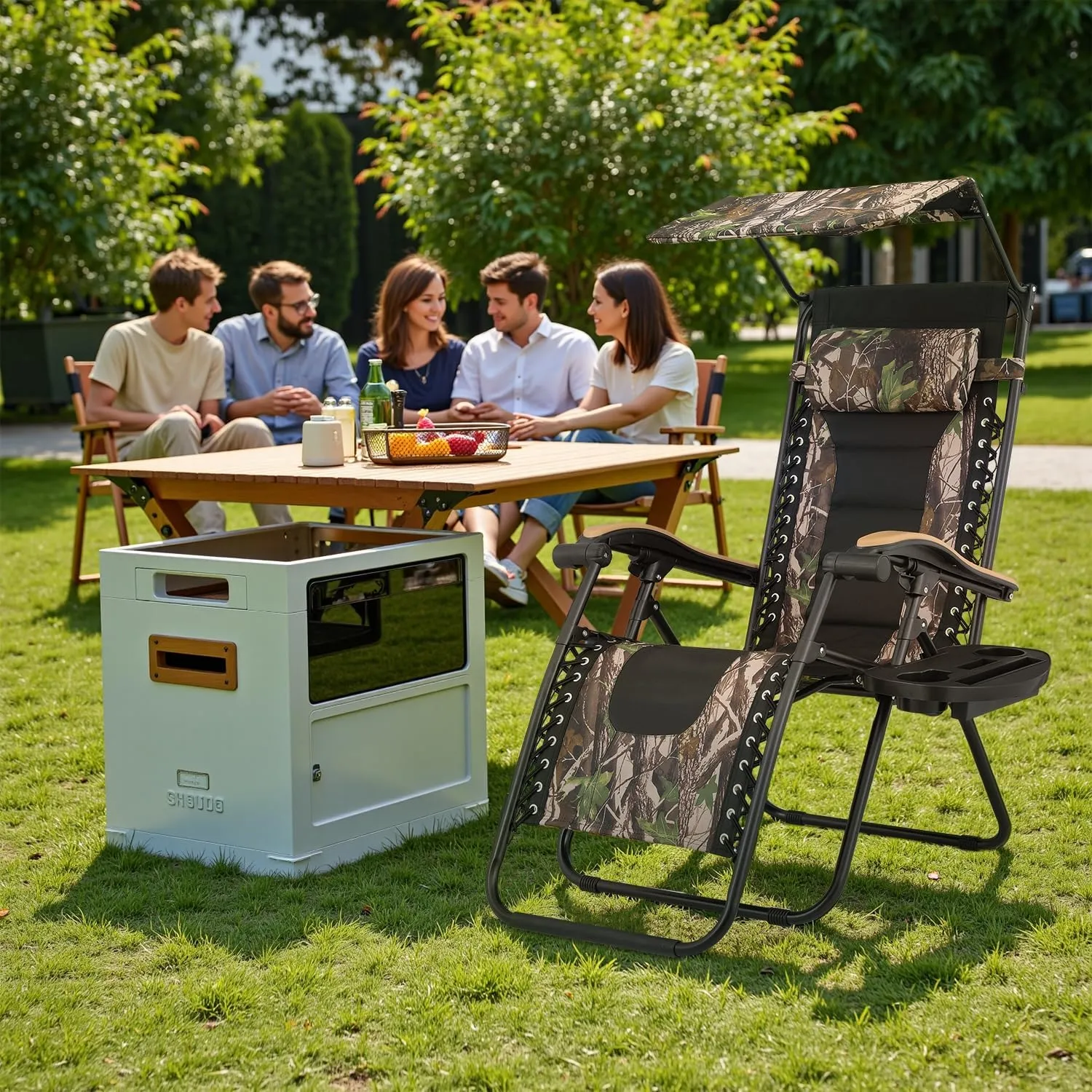 2 pcs Zero Gravity Chairs with Adjustable Sunshade Canopy, Headrest, and Cup Holder Tray for Outdoor Lounging, CAAP-BCC-B2P-JG