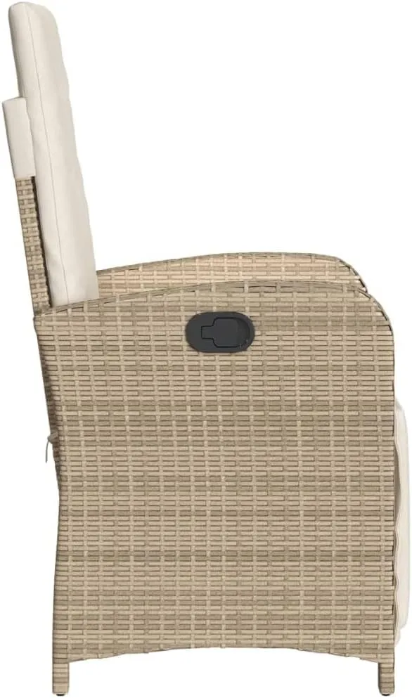 2-Piece Reclining Patio Chairs with Adjustable Footrest - Beige PE Rattan Outdoor Lounge Chairs with Removable Cushions for Backyard, Poolside, and Sunroom