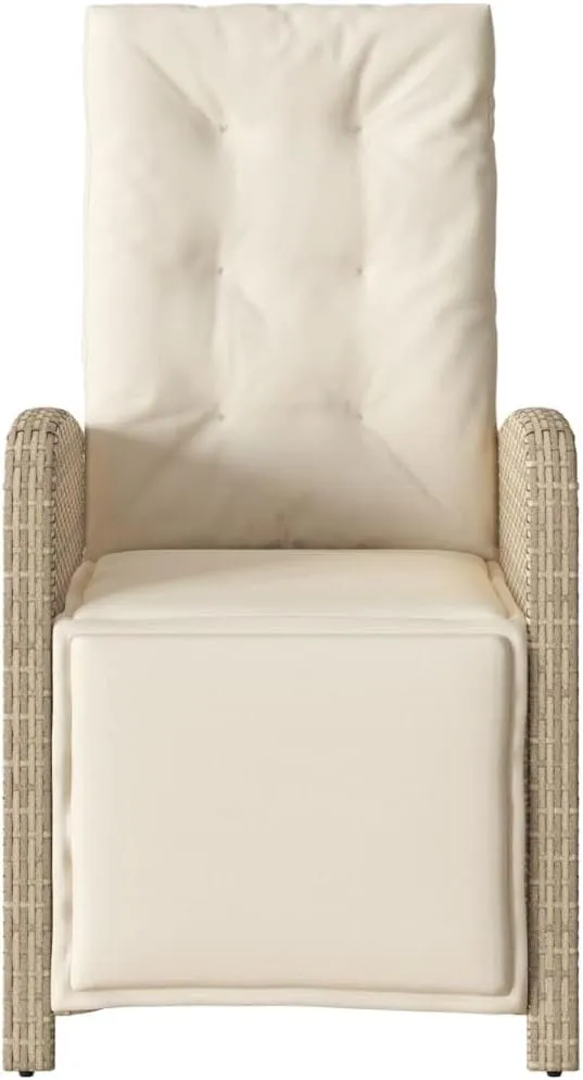 2-Piece Reclining Patio Chairs with Adjustable Footrest - Beige PE Rattan Outdoor Lounge Chairs with Removable Cushions for Backyard, Poolside, and Sunroom