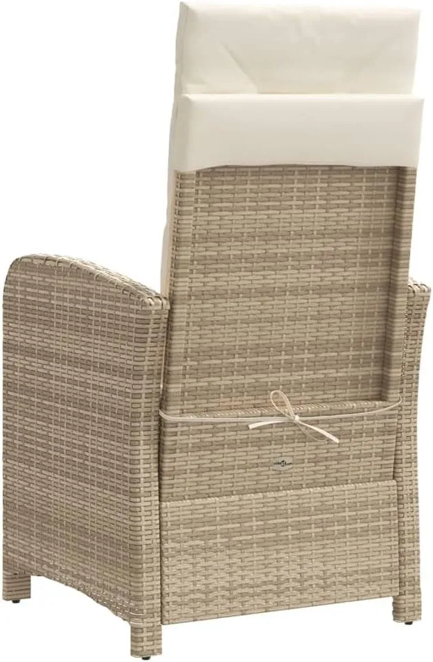 2-Piece Reclining Patio Chairs with Adjustable Footrest - Beige PE Rattan Outdoor Lounge Chairs with Removable Cushions for Backyard, Poolside, and Sunroom