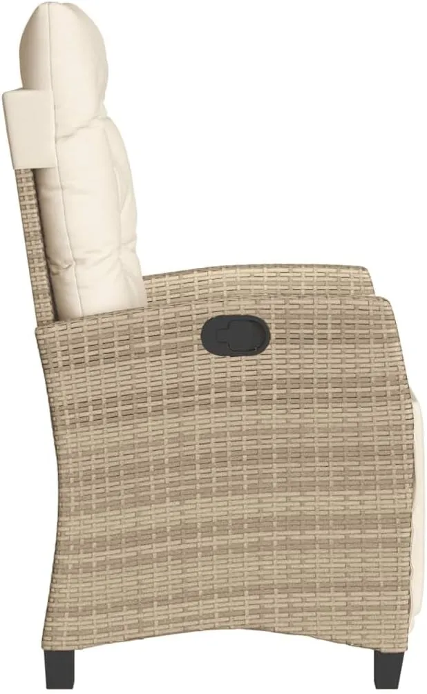 2-Piece Reclining Patio Chairs with Adjustable Footrest - Beige PE Rattan Outdoor Lounge Chairs with Removable Cushions for Poolside Backyard Deck