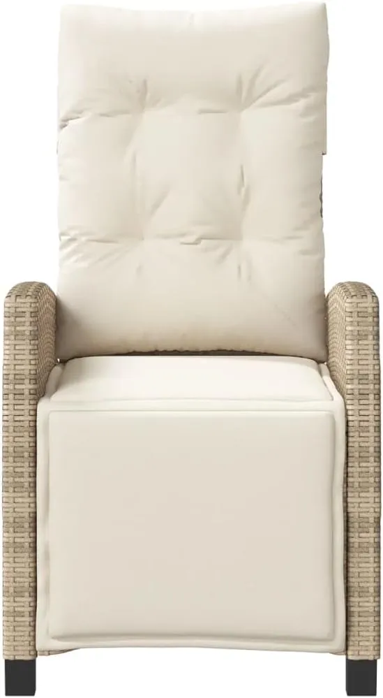 2-Piece Reclining Patio Chairs with Adjustable Footrest - Beige PE Rattan Outdoor Lounge Chairs with Removable Cushions for Poolside Backyard Deck