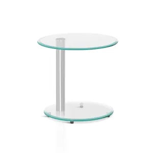 2 Tier Side Coffee Table with Tempered Glass Top