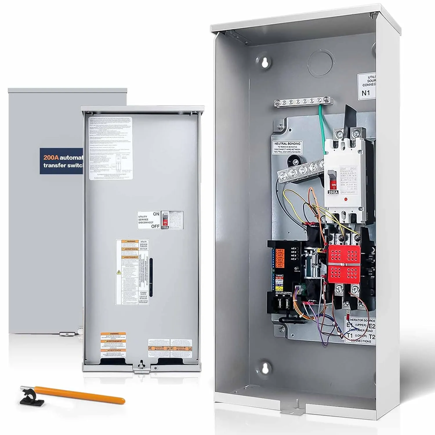 200 Amp Single Phase Automatic Transfer Switch, Replace for Generac RXSW200A3, Power Management for Outdoor and Indoor Use, Service Entrance Rated, NEMA 3R Aluminum Enclosure