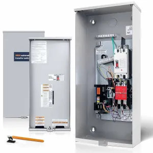 200 Amp Single Phase Automatic Transfer Switch, Replace for Generac RXSW200A3, Power Management for Outdoor and Indoor Use, Service Entrance Rated, NEMA 3R Aluminum Enclosure