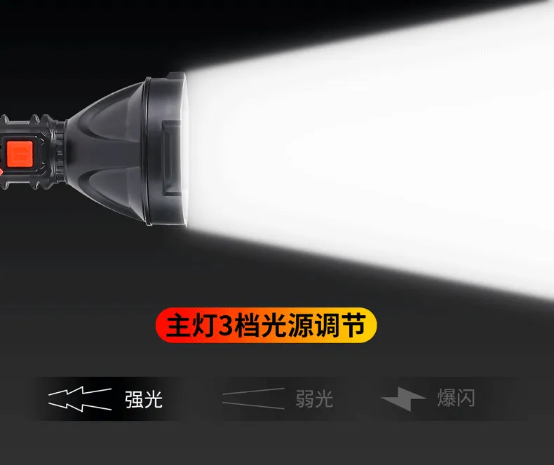 20000LM 4-gear 500m Long Range Flashlight USB Charging Flashlight Lantern Torch COB Work Light with built-in battery