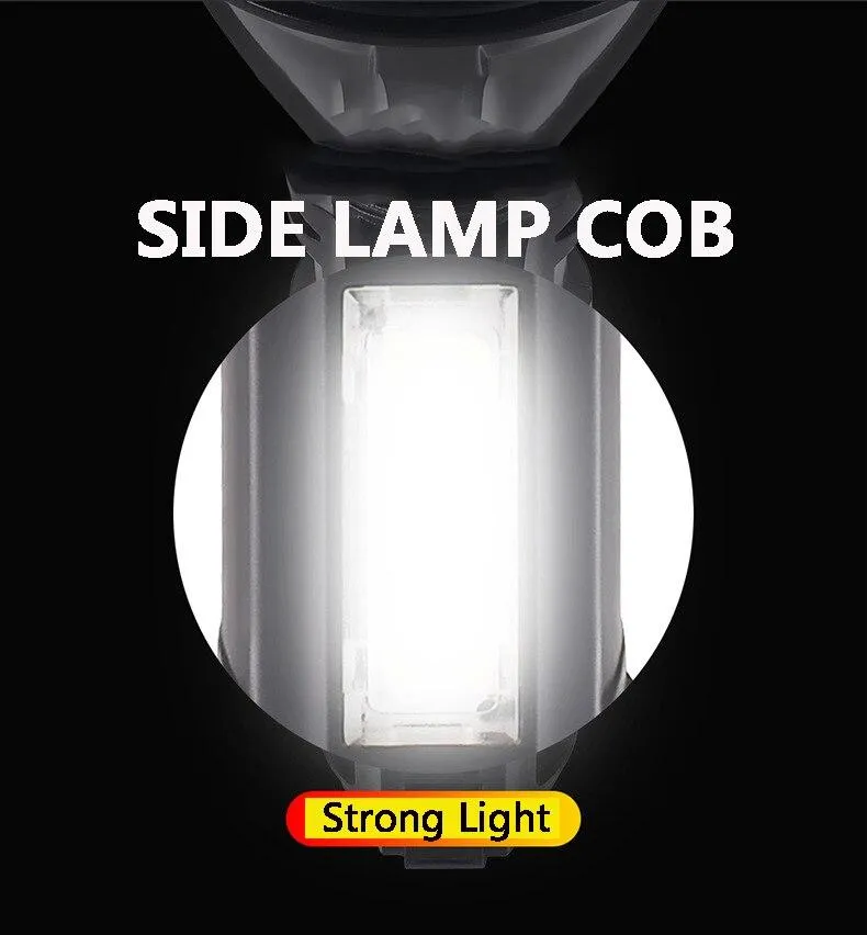 20000LM 4-gear 500m Long Range Flashlight USB Charging Flashlight Lantern Torch COB Work Light with built-in battery