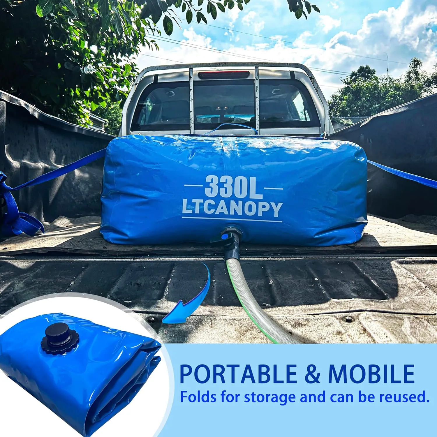 2000L/530gal Water Storage Bladder - Large-Capacity Foldable Tanks Container, Collapsible Soft Drought-Resistant Bag for Fire-Fighting and Agricultural Use (2000L)