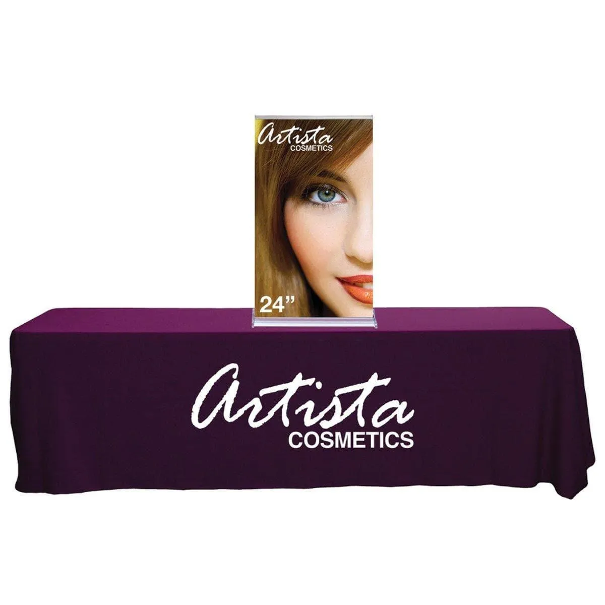 24" SilverStep Tabletop Retractable Banner Stand (Black and Silver)