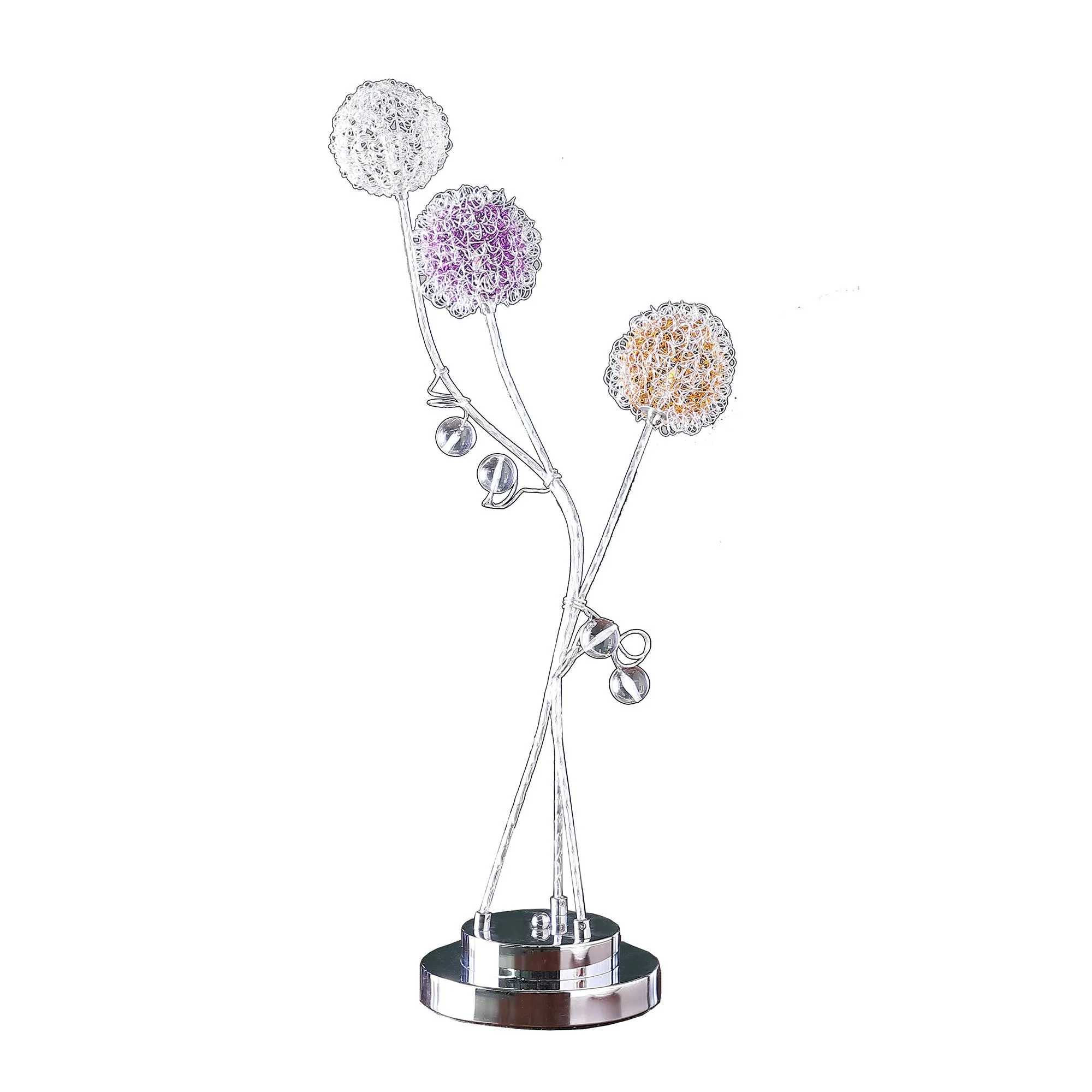 28” Modern Three Light Floral Metal Table Lamp
