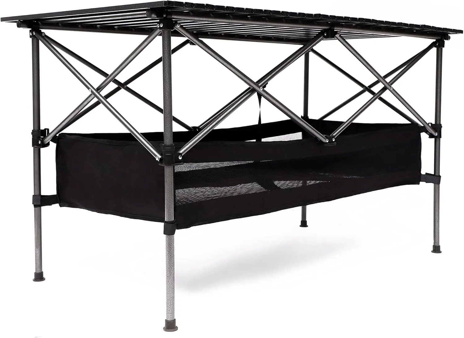 280lb Heavy Duty Folding Table and Chairs Set with Aluminum Roll-Up Table & Oxford Fabric, 3-Piece Outdoor Dining Set for Camping/BBQ/Patio - Compact, Waterproof & Quick Assembly (5PCS-Gray,46.46L)