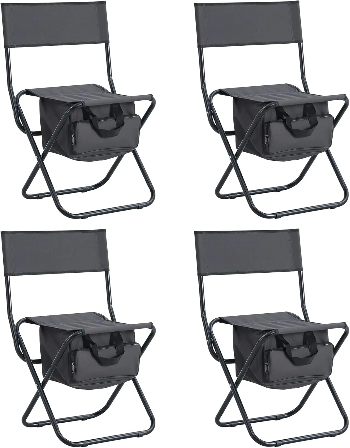 280lb Heavy Duty Folding Table and Chairs Set with Aluminum Roll-Up Table & Oxford Fabric, 3-Piece Outdoor Dining Set for Camping/BBQ/Patio - Compact, Waterproof & Quick Assembly (5PCS-Gray,46.46L)
