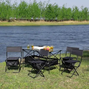280lb Heavy Duty Folding Table and Chairs Set with Aluminum Roll-Up Table & Oxford Fabric, 3-Piece Outdoor Dining Set for Camping/BBQ/Patio - Compact, Waterproof & Quick Assembly (5PCS-Gray,46.46L)