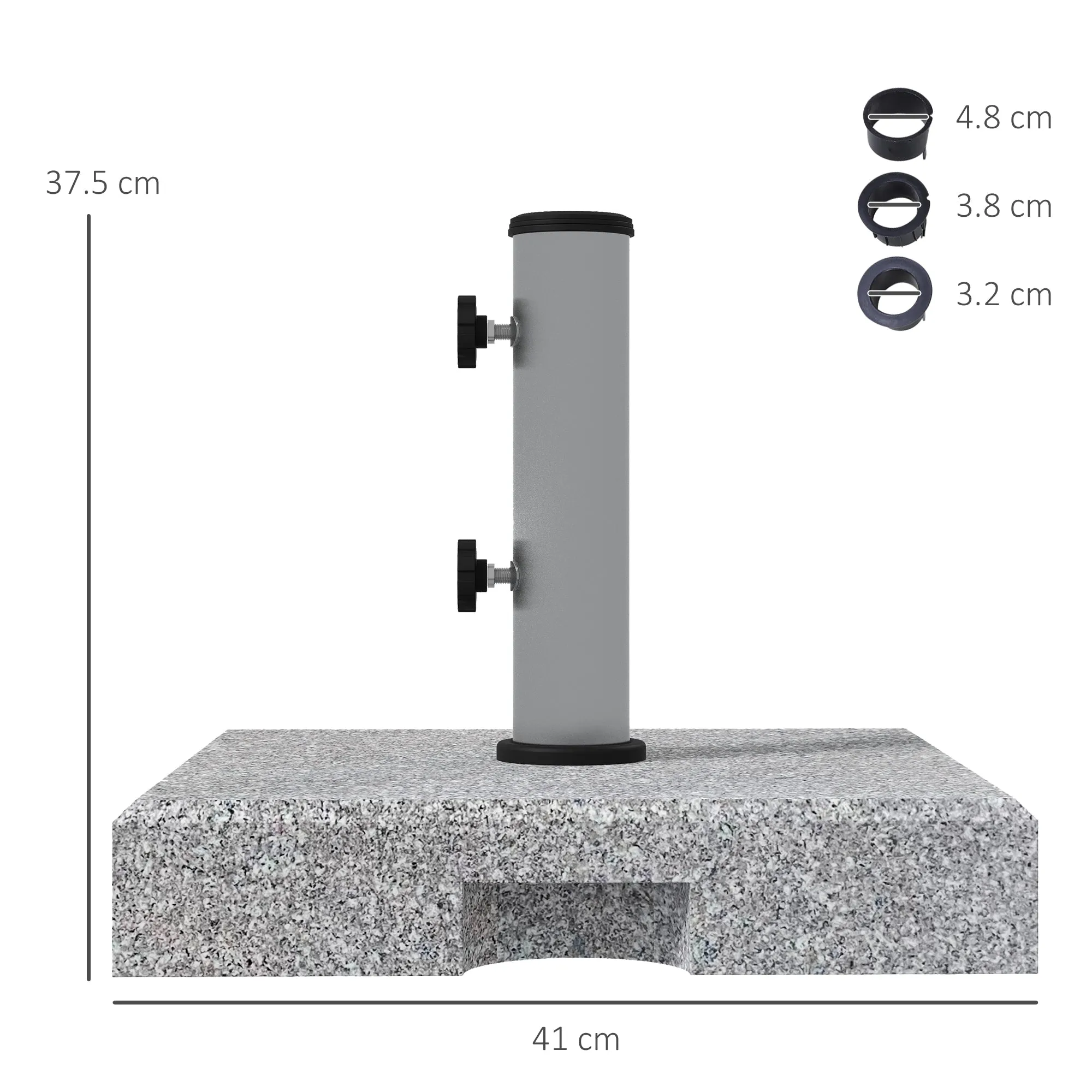 28kg Granite Parasol Base, Heavy Duty Square Umbrella Stand with Wheels and Retractable Handle, Parasol holder for 32mm, 38mm, 48mm Poles, Grey