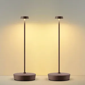 2Pack Cordless LED Table Lamp，Rechargeable Battery Desk Lamps, 3 Color Stepless Dimmable Metal Battery Table Lamps, Portable Waterproof Table Light for Indoor/Outdoor/Restaurant