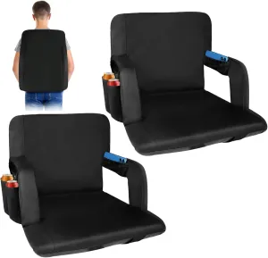 2Pack Extra Wide Stadium Seat for Bleachers,24in Folding Waterproof Bleacher Chairs with Back Support,Armrests,3 Pockets for Camping,Sport Events