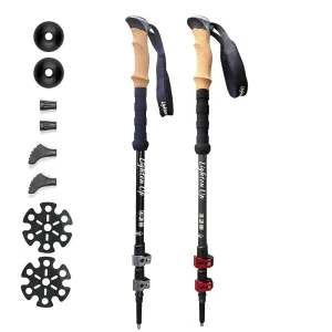 2Pcs Lightweight Folding Trekking Poles Aluminum/Carbon Cork Handle Walking Sticks for Hiking