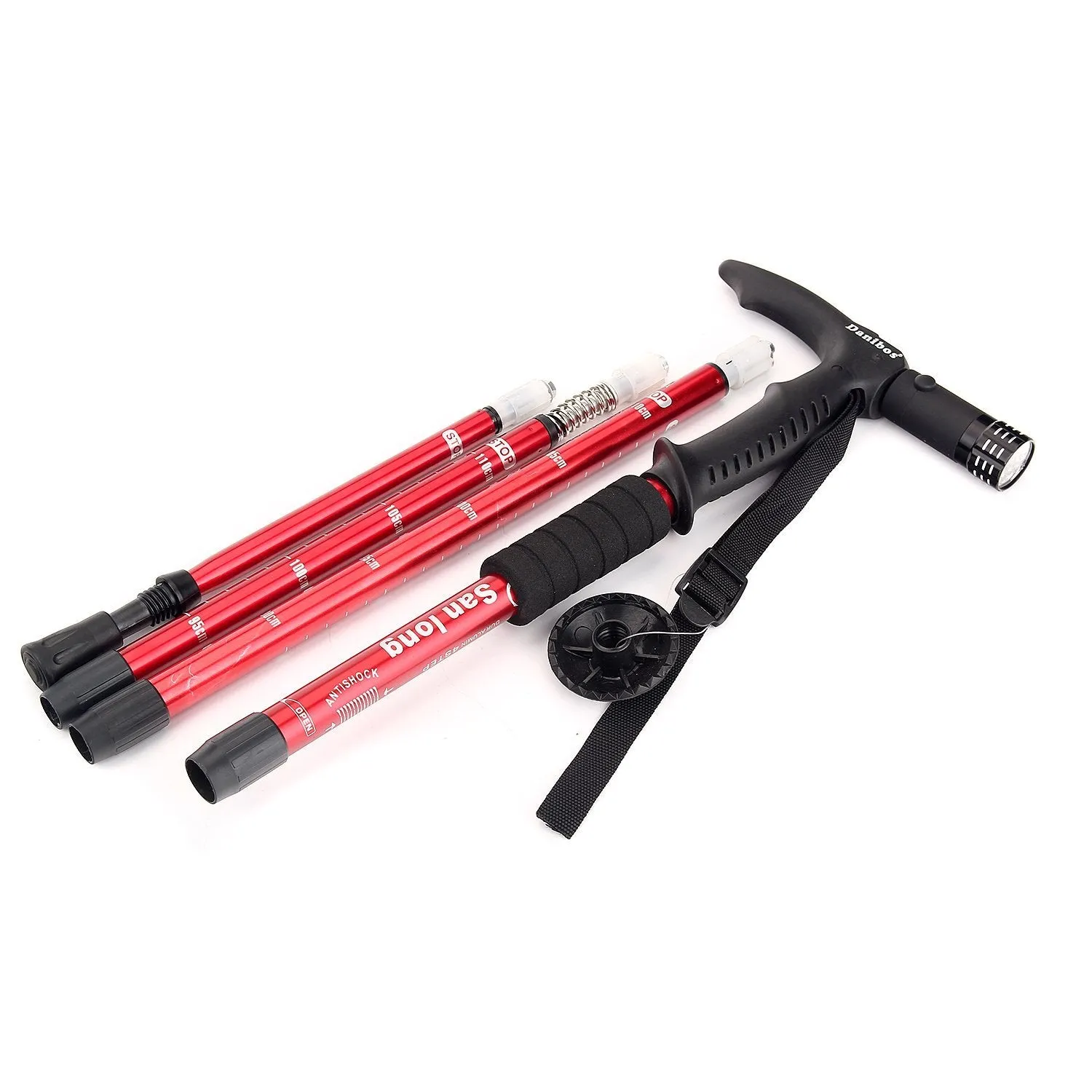 2x Hiking Trekking Poles Walking Stick Aluminium Camping Adjustable Anti Shock