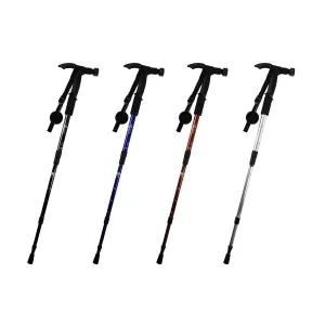 2x Hiking Trekking Poles Walking Stick Aluminium Camping Adjustable Anti Shock