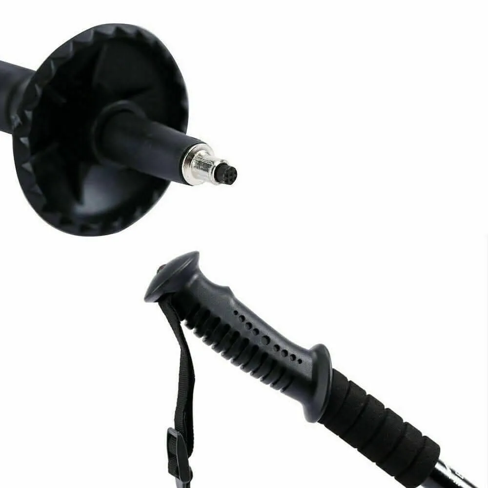 2x New Hiking Trekking Poles Walking Stick Adjustable Camping Black Lightweight