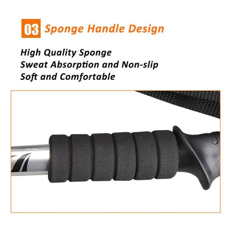 2x New Hiking Trekking Poles Walking Stick Adjustable Camping Black Lightweight